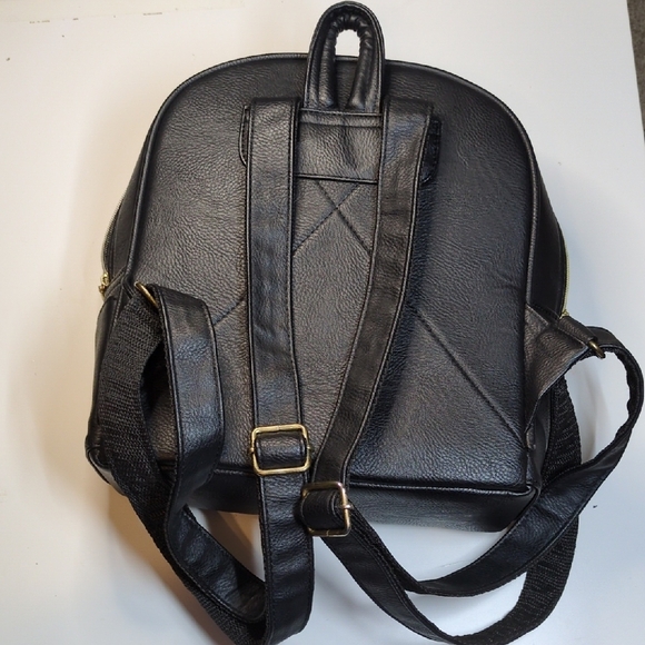 Black Leather Sugar Skull Dia De Los Muertos Mini Backpack - Picture 9 of 9